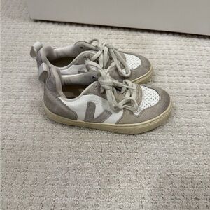 Veja Kids' White and Tan Sneakers